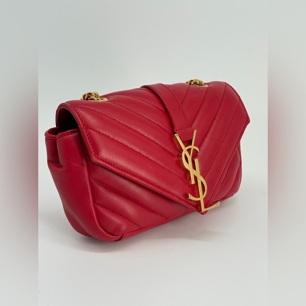 Saint Laurent Shevron College Baby Leather Crossbody Bag - Picture 5 of 16